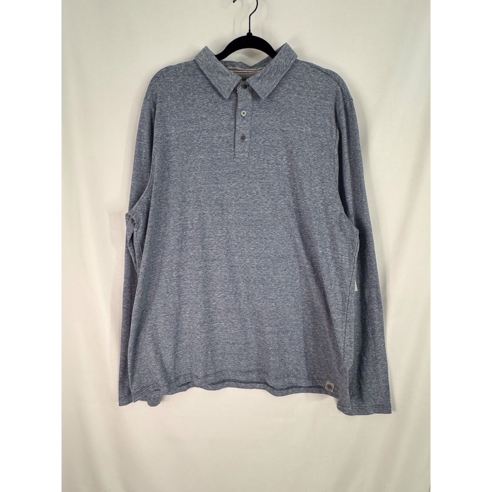 Flag & Anthem Men's XL Long Sleeve Polo Shirt NWT Gray Striped Casual Knit Top